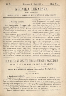 Kronika Lekarska : pismo poświęcone przeglądowi postępów umiejętności lekarskich 1885 R. 6 nr 9