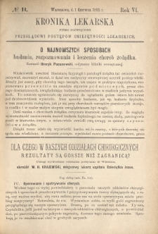 Kronika Lekarska : pismo poświęcone przeglądowi postępów umiejętności lekarskich 1885 R. 6 nr 11