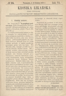 Kronika Lekarska : pismo poświęcone przeglądowi postępów umiejętności lekarskich 1885 R. 6 nr 24
