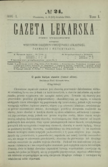 Gazeta Lekarska : pismo tygodniowe poświęcone wszystkim gałęziom umiejętności lekarskiej, farmacyi i weterynaryi 1866 R. 1 T. 1 nr 24