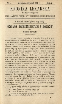 Kronika Lekarska : pismo poświęcone przeglądowi postępów umiejętności lekarskich 1890 R. 11 nr 1