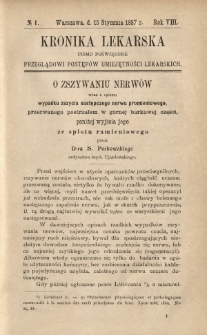 Kronika Lekarska : pismo poświęcone przeglądowi postępów umiejętności lekarskich 1887 R. 7 nr 1