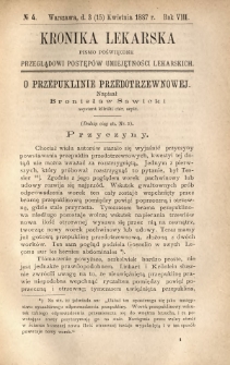 Kronika Lekarska : pismo poświęcone przeglądowi postępów umiejętności lekarskich 1887 R. 7 nr 4