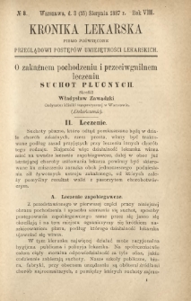 Kronika Lekarska : pismo poświęcone przeglądowi postępów umiejętności lekarskich 1887 R. 7 nr 8