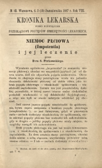 Kronika Lekarska : pismo poświęcone przeglądowi postępów umiejętności lekarskich 1887 R. 7 nr 10