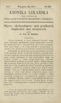Kronika Lekarska : pismo poświęcone przeglądowi postępów umiejętności lekarskich 1891 R. 12 nr 5