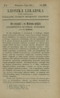 Kronika Lekarska : pismo poświęcone przeglądowi postępów umiejętności lekarskich 1892 R. 13 nr 2