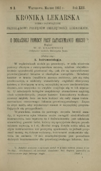 Kronika Lekarska : pismo poświęcone przeglądowi postępów umiejętności lekarskich 1892 R. 13 nr 3