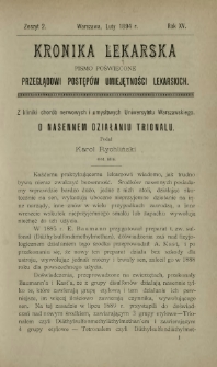 Kronika Lekarska : pismo poświęcone przeglądowi postępów umiejętności lekarskich 1894 R. 15 z. 2