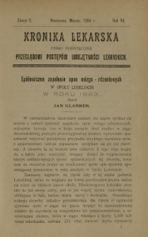 Kronika Lekarska : pismo poświęcone przeglądowi postępów umiejętności lekarskich 1894 R. 15 z. 3