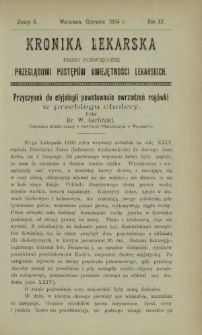 Kronika Lekarska : pismo poświęcone przeglądowi postępów umiejętności lekarskich 1894 R. 15 z. 6