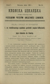 Kronika Lekarska : pismo poświęcone przeglądowi postępów umiejętności lekarskich 1894 R. 15 z. 7