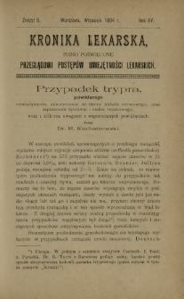 Kronika Lekarska : pismo poświęcone przeglądowi postępów umiejętności lekarskich 1894 R. 15 z. 9