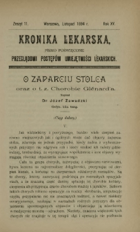 Kronika Lekarska : pismo poświęcone przeglądowi postępów umiejętności lekarskich 1894 R. 15 z. 11