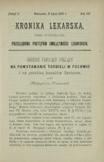 Kronika Lekarska : pismo poświęcone przeglądowi postępów umiejętności lekarskich 1895 R. 16 z. 8