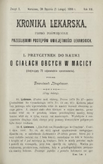 Kronika Lekarska : pismo poświęcone przeglądowi postępów umiejętności lekarskich 1898 R. 19 z. 3