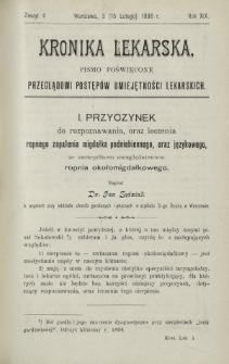 Kronika Lekarska : pismo poświęcone przeglądowi postępów umiejętności lekarskich 1898 R. 19 z. 4