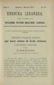 Kronika Lekarska : pismo poświęcone przeglądowi postępów umiejętności lekarskich 1895 R. 16 z. 11