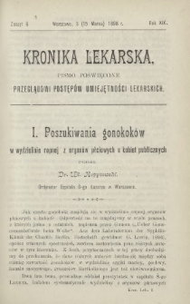 Kronika Lekarska : pismo poświęcone przeglądowi postępów umiejętności lekarskich 1898 R. 19 z. 6