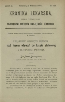 Kronika Lekarska : pismo poświęcone przeglądowi postępów umiejętności lekarskich 1895 R. 16 z. 12