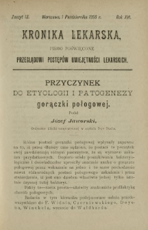 Kronika Lekarska : pismo poświęcone przeglądowi postępów umiejętności lekarskich 1895 R. 16 z. 13