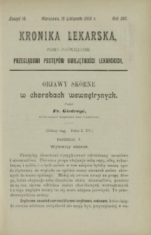 Kronika Lekarska : pismo poświęcone przeglądowi postępów umiejętności lekarskich 1895 R. 16 z. 16