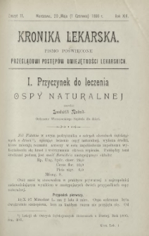 Kronika Lekarska : pismo poświęcone przeglądowi postępów umiejętności lekarskich 1898 R. 19 z. 11