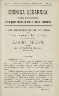 Kronika Lekarska : pismo poświęcone przeglądowi postępów umiejętności lekarskich 1898 R. 19 z. 23