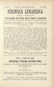 Kronika Lekarska : pismo poświęcone przeglądowi postępów umiejętności lekarskich 1902 R. 23 nr 2