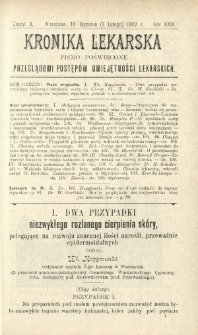 Kronika Lekarska : pismo poświęcone przeglądowi postępów umiejętności lekarskich 1902 R. 23 nr 3