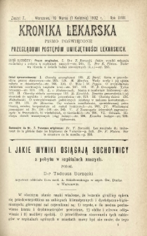 Kronika Lekarska : pismo poświęcone przeglądowi postępów umiejętności lekarskich 1902 R. 23 nr 7
