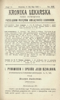 Kronika Lekarska : pismo poświęcone przeglądowi postępów umiejętności lekarskich 1902 R. 23 nr 10