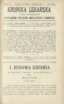 Kronika Lekarska : pismo poświęcone przeglądowi postępów umiejętności lekarskich 1902 R. 23 nr 11
