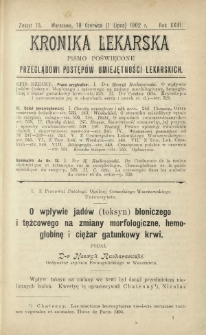 Kronika Lekarska : pismo poświęcone przeglądowi postępów umiejętności lekarskich 1902 R. 23 nr 13
