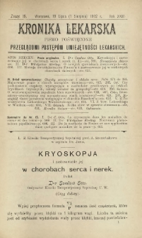 Kronika Lekarska : pismo poświęcone przeglądowi postępów umiejętności lekarskich 1902 R. 23 nr 15