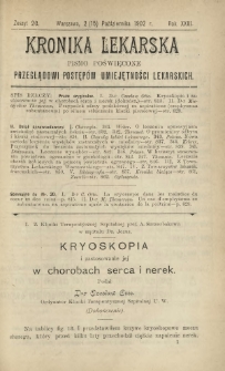 Kronika Lekarska : pismo poświęcone przeglądowi postępów umiejętności lekarskich 1902 R. 23 nr 20