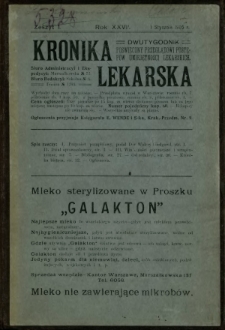 Kronika Lekarska : pismo poświęcone przeglądowi postępów umiejętności lekarskich 1906 R. 27 z. 1