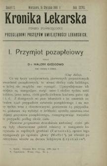 Kronika Lekarska : pismo poświęcone przeglądowi postępów umiejętności lekarskich 1906 R. 27 z. 2