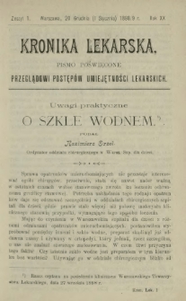 Kronika Lekarska : pismo poświęcone przeglądowi postępów umiejętności lekarskich 1899 R. 20 z. 1
