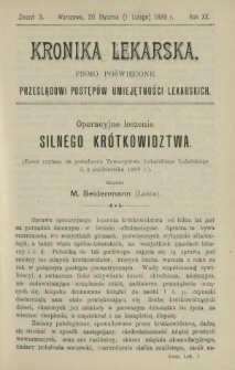 Kronika Lekarska : pismo poświęcone przeglądowi postępów umiejętności lekarskich 1899 R. 20 z. 3