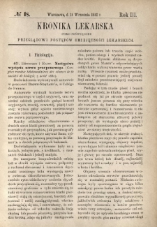 Kronika Lekarska : pismo poświęcone przeglądowi postępów umiejętności lekarskich 1882 R. 3 nr 18