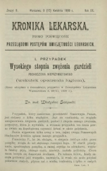 Kronika Lekarska : pismo poświęcone przeglądowi postępów umiejętności lekarskich 1899 R. 20 z. 8