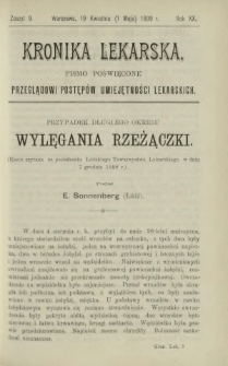 Kronika Lekarska : pismo poświęcone przeglądowi postępów umiejętności lekarskich 1899 R. 20 z. 9