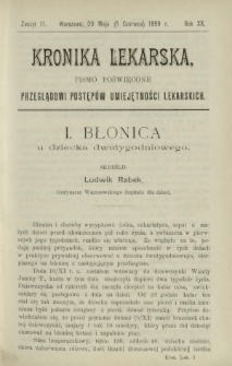 Kronika Lekarska : pismo poświęcone przeglądowi postępów umiejętności lekarskich 1899 R. 20 z. 11
