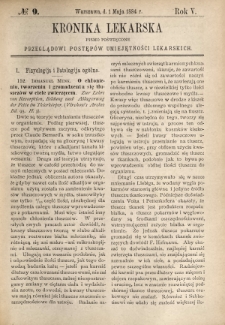 Kronika Lekarska : pismo poświęcone przeglądowi postępów umiejętności lekarskich 1884 R. 5 nr 9