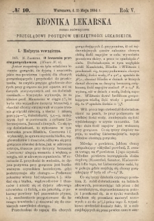 Kronika Lekarska : pismo poświęcone przeglądowi postępów umiejętności lekarskich 1884 R. 5 nr 10