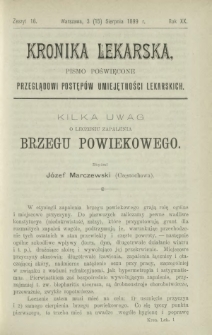 Kronika Lekarska : pismo poświęcone przeglądowi postępów umiejętności lekarskich 1899 R. 20 z. 16