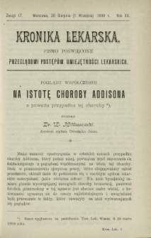 Kronika Lekarska : pismo poświęcone przeglądowi postępów umiejętności lekarskich 1899 R. 20 z. 17