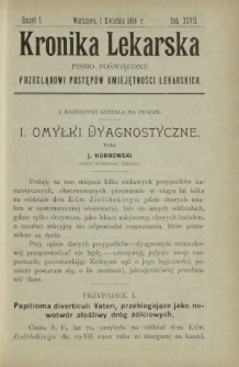 Kronika Lekarska : pismo poświęcone przeglądowi postępów umiejętności lekarskich 1906 R. 27 z. 7