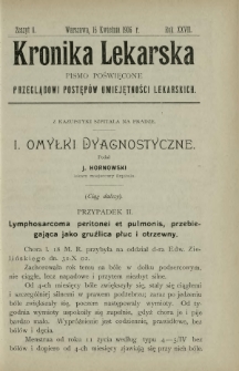 Kronika Lekarska : pismo poświęcone przeglądowi postępów umiejętności lekarskich 1906 R. 27 z. 8